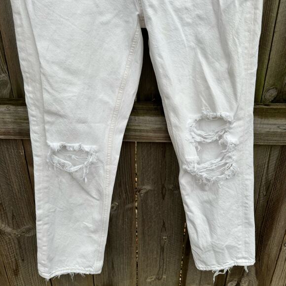 Agolde Jeans Riley Straight Cropped Jeans Distressed Button Fly White Size 27 - Picture 4 of 12